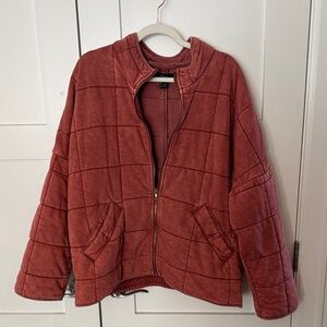 Forever 21 Women's Quilted Jacket in Rust Red